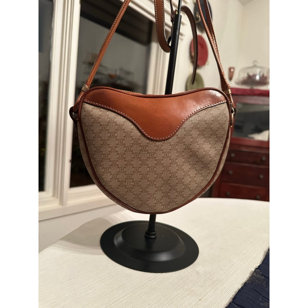 Celine Brown Beige Monogram Macadam Heart-Shaped Shoulder Bag - Picture 6 of 16